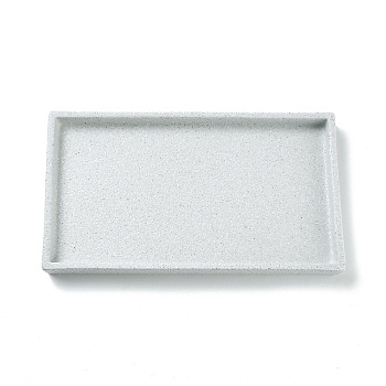 Rectangle Porcelain Flat Round Jewelry Plate, Ceramic Tray Tea Holder, for Rings, Necklaces and Earrings Storage, Light Steel Blue, 285x165x24.5mm, Inner Diameter: 265x143mm