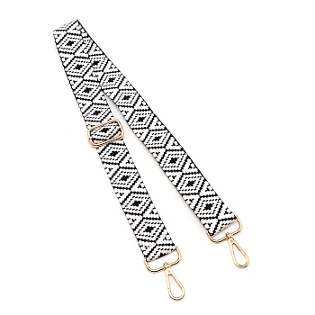 Rhombus Pattern Adjustable CVC Bag Strap, with Zinc Alloy Clasps, for Bag Replacement Accessories, White, 80~140x3.85cm