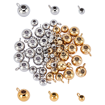 304 Stainless Steel Tube Bails, Loop Bails, Rondelle Bail Beads, Golden & Stainless Steel Color, 60pcs/box