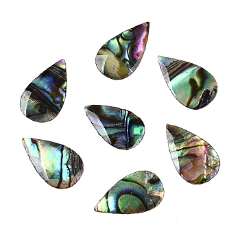 Natural Paua Shell Teardrop Cabochons, with Acrylic Back, 12.5x7.5x0.5mm