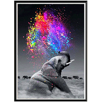 DIY 5D Animals Elephant Pattern Canvas Diamond Painting Kits, with Resin Rhinestones, Sticky Pen, Tray Plate, Glue Clay, for Home Wall Decor Full Drill Diamond Art Gift, Elephant Pattern, 39.5x30x0.03cm