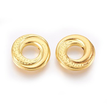 Tibetan Style Alloy Beads, Donut, Golden, Lead Free & Cadmium Free & Nickel Free, 15x4mm, Hole: 1mm