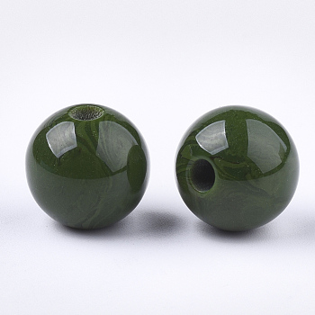 Resin Beads, Imitation Gemstone, Round, Green, 12mm, Hole: 2mm