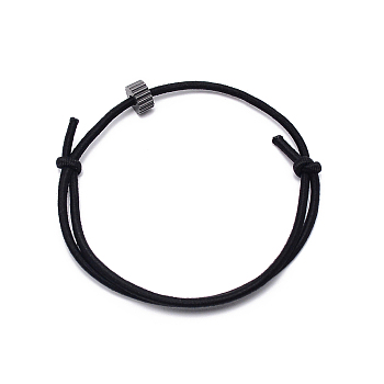 Polyester Elastic Cord Adjustable Bracelets, with Tungsten Carbide Beads, Survival Bracelet for Window Breaker, Black, 5mm, Inner Diameter: 60~110mm