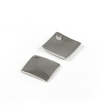 Tarnish Resistant 304 Stainless Steel Rhombus Pendants, Stamping Blank Tag Pendants, for DIY Jewelry Making and Crafting, Stainless Steel Color, 14x14x1mm, Hole: 2mm
