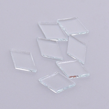 Glass Cabochons, Mosaic Tiles, for Home Decoration or DIY Crafts, Rhombus, Clear, 19x12x3mm, about 400pcs/bag