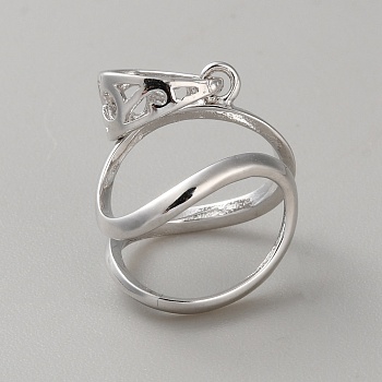 Sterling Silver Pendant Cabochon Setting, Platinum, 16.5x14.5x11.5mm, Hole: 6x4mm, Tray: 8x12