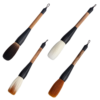 Elite 4Pcs 4 Style Hemp Bamboo Chinese Calligraphy Brush Pen, with Bear Hair Brush, Mixed Color, 27x4cm, 1pc/style