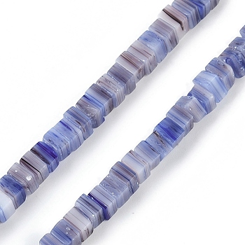 Handmade Lampwork Beads Strands, Square with seed Beads, Lilac, 4x4x2~3mm, Hole: 0.8mm, about 157pcs/strand, 15.75''(40cm)