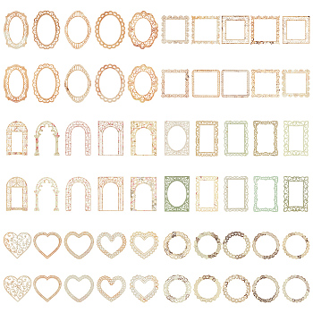 6 Sets 6 Styles Hollow Scrapbook Paper Pads, for DIY Album Scrapbook, Background Paper, Diary Decoration, Oval & Rectangle & Heart & Square & Round & Arch Pattern, Mixed Patterns, 142x96x1mm, 1 set/style