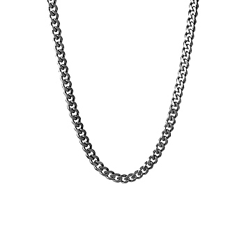 201 Stainless Steel Curb Chain Necklaces, Black, 19.69 inch(50cm)