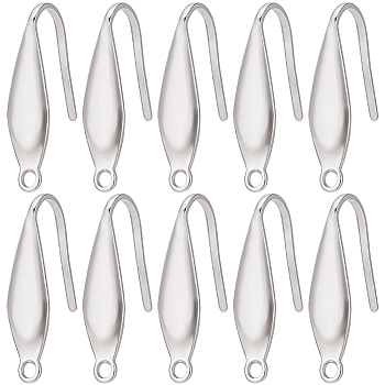 80Pcs 316 Surgical Stainless Steel Earring Hooks, Ear Wire, Stainless Steel Color, 20x4.5x1mm, Hole: 1.2mm, Pin: 0.8mm