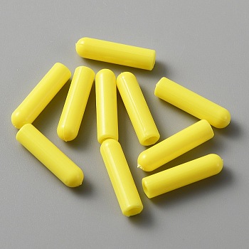 Plastic Aglets for Shoelaces, Shoelace Tips Head, Column, Yellow, 20x5mm, Inner Diameter: 3.5mm