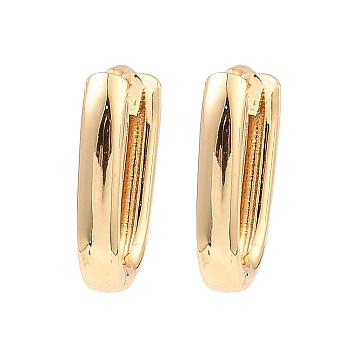 Brass Hoop Earrings, Oval, Light Gold, 14x10x3mm