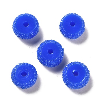 Opaque Resin Beads, Textured Rondelle, Dodger Blue, 12x7mm, Hole: 2.5mm