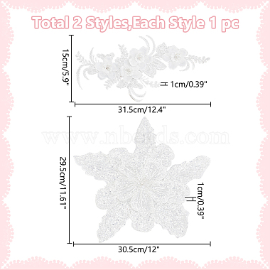 Wadorn 2Stk. 2 Blumen-Stickerei-Applikationen aus Polyester(PATC-WR0001-01)-2