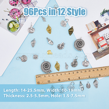 96Pcs 12 Style Tibetan Style Pendants(FIND-DC0004-08)-2