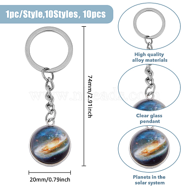 10Pcs 10 Style Luminous Universe Planet Theme Alloy Keychain(KEYC-HY0001-13)-2