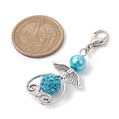 5pcs 5 couleurs décorations de pendentif en perles de verre ange(HJEW-JM01744)-3