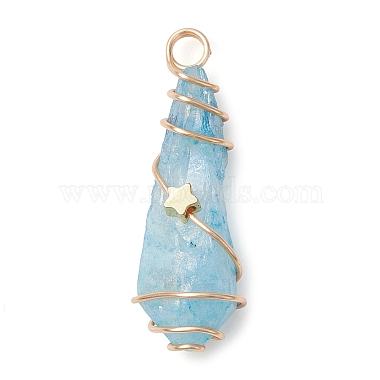 Electroplated Natural Quartz Crystal Dyed Copper Wire Wrapped Pendants(PALLOY-JF02326-03)-3