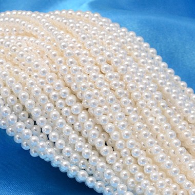 3mm White Round Shell Pearl Beads
