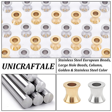 unicraftale 32pcs 2 couleurs 304 perles européennes en acier inoxydable(STAS-UN0039-77)-5