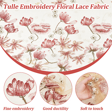 Embroidered Flowers Polyester Tulle Lace Fabric(DIY-WH0449-31D)-4