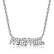 Rhodium Plated Sterling Silver Micro Pave Cubic Zirconia Pendant Necklaces for Mother's Day(QE6954)-1