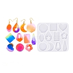Geometry Earrings Pendants DIY Silicone Mold, Resin Casting Molds, for UV Resin, Epoxy Resin Craft Making, Clear, 120x110x4mm, Inner Diameter:  26~44.5x18.5~35mm, hole:2mm(X1-DIY-Q033-01A)