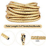5M Imitation Leather Cord, PU Leather, Round, with Plastic Spools, Gold, 7mm, about 109.36 Yards(100m)/Set(LC-YW0001-02B)