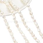 2 Strands Natural Cultured Freshwater Pearl Beads Strands, Two Sides Polished, Creamy White, 8~9x8~10x5~7.5mm, Hole: 0.6mm, about 21pcs/strand, 7.05~7.13''(17.9~18.1cm)(PEAR-NB0001-11)