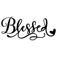 PVC Wall Stickers, for Home Living Room Bedroom Decoration, Rectangle with Word BLESSED, Black, 170x370mm(DIY-WH0228-101)