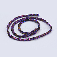 Electroplate Non-magnetic Synthetic Hematite Beads Strands, Rectangle, Purple Plated, 4x2x2mm, Hole: 1mm, about 207pcs/strand, 15.5 inch(39.5cm)(G-J382-2x4x2mm-A05)