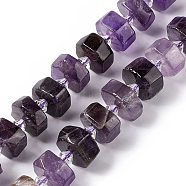 Natural Amethyst Beads Strands, Faceted, Flat Round, 14x14x5~8.5mm, Hole: 1.8mm, about 30pcs/strand, 14.76 inch(37.5cm)(G-C008-B03)