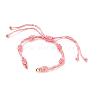 Adjustable Braided Nylon Cord Bracelet Making, with 304 Stainless Steel Open Jump Rings, Pink, Single Chain Length: about 6 inch(15cm)(AJEW-JB00758-02)