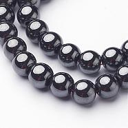 Non-Magnetic Synthetic Hematite Beads Strands, Grade AA, Round, Black, Black, 8mm, Hole: 1.8~2mm, about 53pcs/strand(G-H1623-8mm-1)