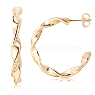 Titanium Steel Round Twist Stud Earrings Women, Golden, 29x26x3mm, Pin: 0.7mm(JE1106A)