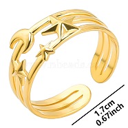 Stainless Steel Star Moon Couple Rings, Open Cuff Rings for Men and Women, Golden(AK5692-2)