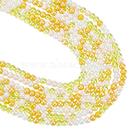 8 Strands Transperant Electroplate Glass Beads Strands, AB Color Plated, Round, Yellow, 4~4.5mm, Hole: 0.9mm, about 100pcs/strand, 14.96''(38cm)(GLAA-BBC0001-04C)