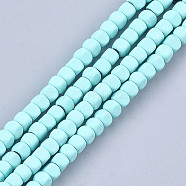 Spray Painted Non-magnetic Synthetic Hematite Beads Strands, Cube, Pale Turquoise, 3.5~4x4x4mm, Hole: 0.8mm, about 99~110pcs/strand, 14.1 inch~15.9 inch(G-T116-14-08)