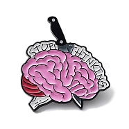 Brain with Knife Alloy Enamel Pin Broochs, for Backpack Clothes, Violet, 30x28x1.4mm(JEWB-C029-07B-EB)
