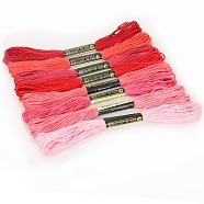 8 Skeins 8 Colors Gradient Color 6-Ply Cotton Embroidery Floss, Cross-stitch Threads, for DIY Sewing, Red, 1.2mm, about 8.20 Yards(7.5m)/skein, 1 skein/color(PW-WG66837-05)