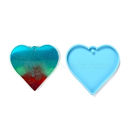 Valentine's Day Theme DIY Pendant Silicone Molds, Resin Casting Molds, For UV Resin, Epoxy Resin Jewelry Making, Heart, Deep Sky Blue, 71x75x6mm, Hole: 3mm(DIY-C009-03K)