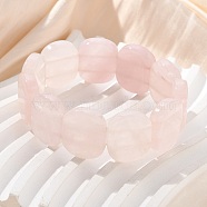 Handmade Lampwork Beaded Stretch Bracelets for Men Women, Oval, Misty Rose, 3/4~7/8x5/8 inch(1.95~2.1x1.65cm), Inner Diameter: 1-7/8~2-1/8 inch(4.8~5.5cm)(BJEW-G738-01B-07)