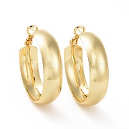 Brass Round Hoop Earrings for Women, Real 18K Gold Plated, 34x34x9mm, Pin: 0.7mm(EJEW-C008-31G)