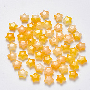 Imitation Jade Glass Beads, Two Tone, Star, Yellow, 8x8.5x4mm, Hole: 1mm(GLAA-R211-04-B01)