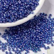 MIYUKI Round Rocailles Beads, Japanese Seed Beads, (RR2270) Fancy Lined Aqua Pink, 8/0, 3mm, Hole: 1mm, about 422~455pcs/bottle, 10g/bottle(SEED-JP0009-RR2270)