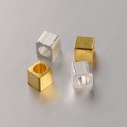 Cube Brass Spacer Beads, Mixed Color, 3x3x3mm, Hole: 1.5mm(KK-J204-03)