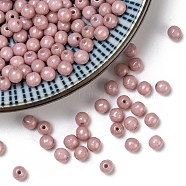 Czech Glass Beads, Round, Pink, 4mm, Hole: 0.8mm, about 114pcs/10g(X-GLAA-F101-C08)