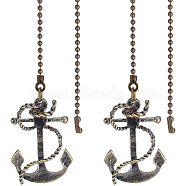 Alloy Ceiling Fan Pull Chain Extenders, Anchor Pendant Decorations, with Iron Ball Chains, Antique Bronze, 380x3mm(FIND-WH0152-379)